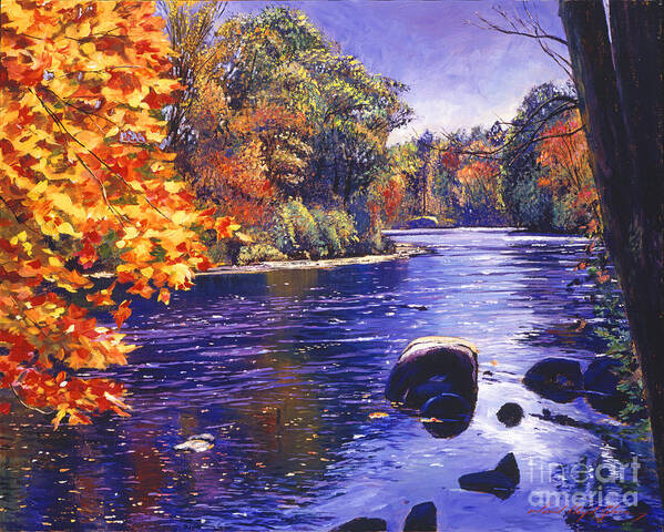 Landscape Art Print featuring the painting Autumn River by David Lloyd Glover
