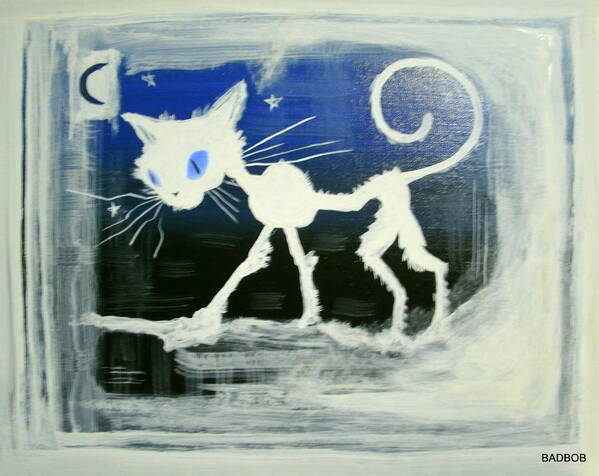 Cat Art Print featuring the painting Badcat by Robert Francis