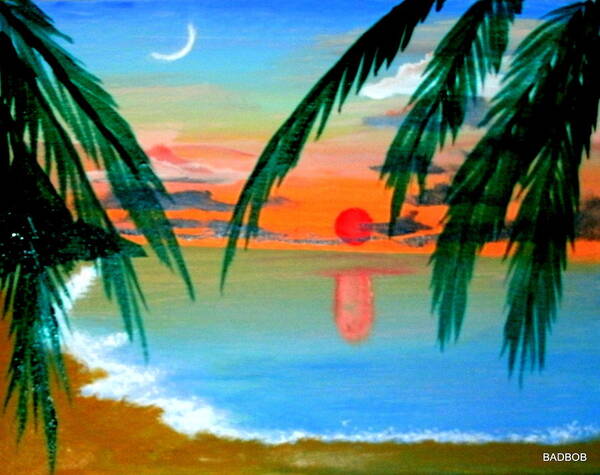 Sunrise Art Print featuring the painting Badsunrise by Robert Francis