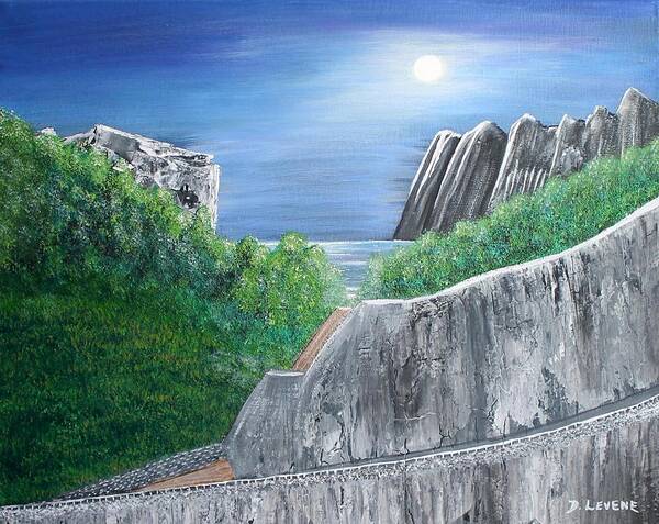 Rocks Art Print featuring the painting Beyond the Rock by Debbie Levene