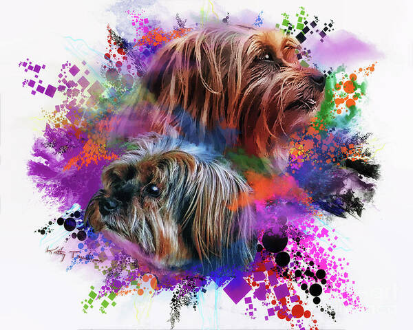 Dog Art Print featuring the digital art Birthday Boy Shel by Kathy Tarochione