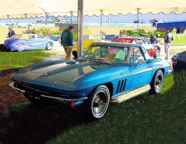 Classic Car Art Print featuring the digital art Blue Steel - Chevrolet Corvette Stingray by Kenneth Breeze