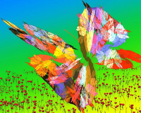 Fine Art Art Print featuring the digital art Bright Elusive Butterflys of Love by David Lane