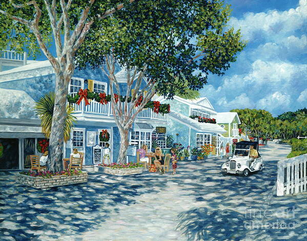 Ocean Reef Club Art Print featuring the painting Cafe des Artistes by Danielle Perry