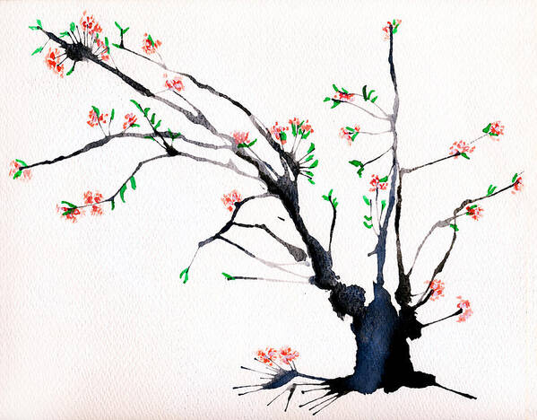 Cherry Tree Art Print featuring the painting Cherry Tree by Straw by Helaine Cummins