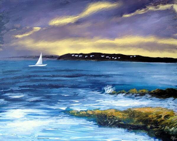 Sailboat Art Print featuring the painting Coming Of The Storm by Larry Cirigliano