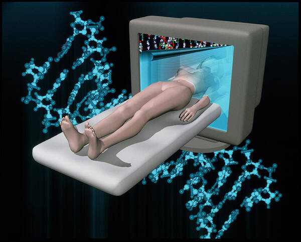 Dna Analysis Art Print featuring the photograph Conceptual Artwork Of Human Genetic Analysis by Laguna Design