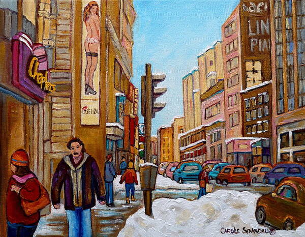 Montreal Art Print featuring the painting Downtown Montreal Paintings by Carole Spandau