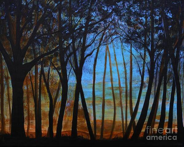 Landscape Art Print featuring the painting Far In The Distance by Leslie Allen