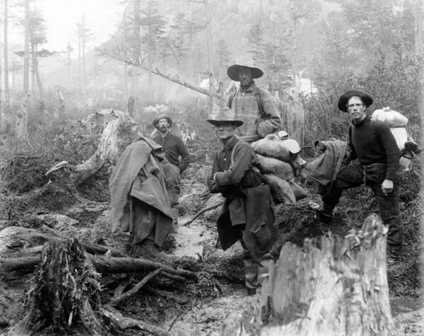 History Art Print featuring the photograph Four Prospectors Posed On Trail by Everett