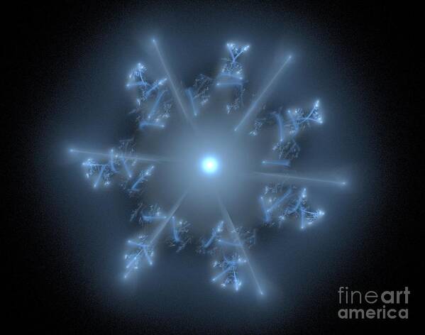 Artwork Art Print featuring the digital art Fractal blue star by Henrik Lehnerer