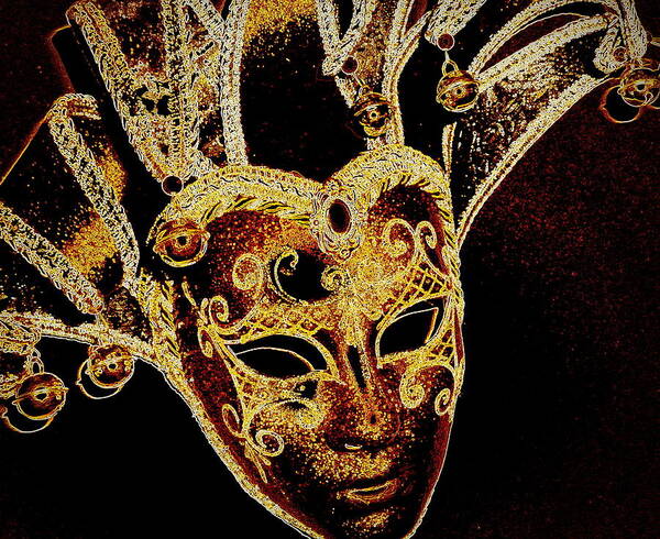 Mask Art Print featuring the photograph Golden Mask by Lori Seaman