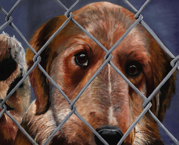 Pets Art Print featuring the painting Help Release Me II by Vic Ritchey