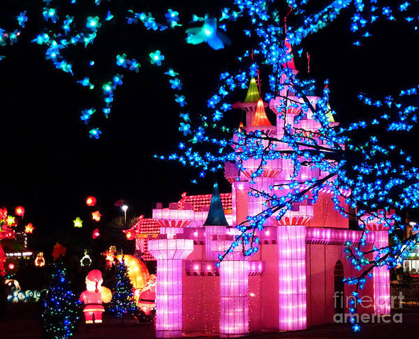 Disneyland Art Print featuring the photograph Holiday Lights 8 by Xueling Zou