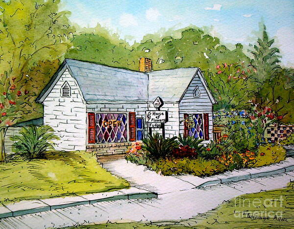 House Of Flowers Art Print featuring the painting House of Flowers by Gretchen Allen