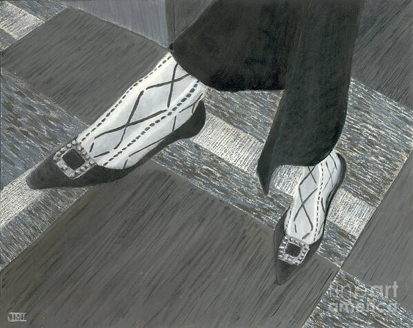 Interview Shoes Art Print featuring the painting Interview Shoes 2 by Jackie Irwin