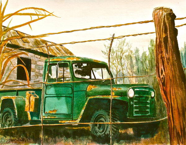 Willys Art Print featuring the painting Jeep by Frank SantAgata