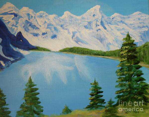 Lake Art Print featuring the painting Lake Louise by Monika Shepherdson