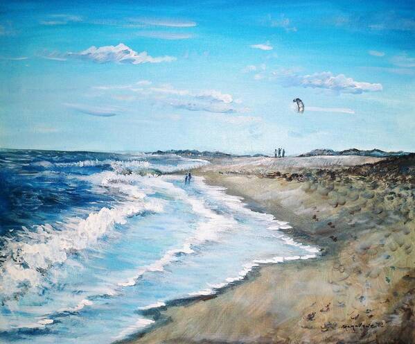 Beach Art Print featuring the painting Lets Go Fly A Kite by Shana Rowe Jackson