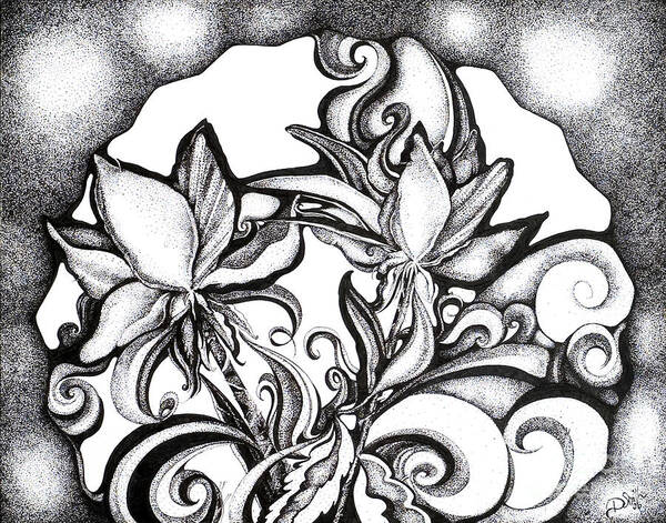 Ink Art Print featuring the drawing Lily Garden by Danielle Scott