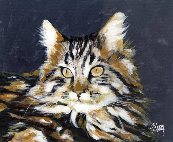 Tabby Art Print featuring the painting Looking At Me? by Stan Kwong