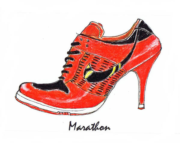 Marathon Art Print featuring the drawing Marathon by Lynn Blake-John 