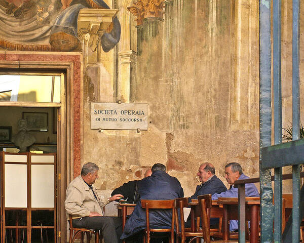 Italy Art Print featuring the photograph Men's Meeting by Betty Eich