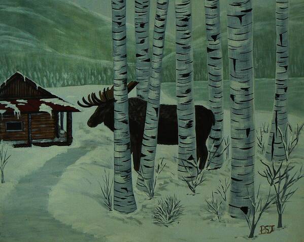 Alces Art Print featuring the painting Moose Lake by Barbara St Jean