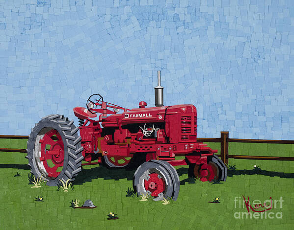 Tractor Art Print featuring the mixed media Mosaic Farms by Kerri Sewolt