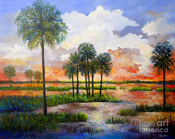 Sunset Art Print featuring the painting Myakka Sunset by Lou Ann Bagnall