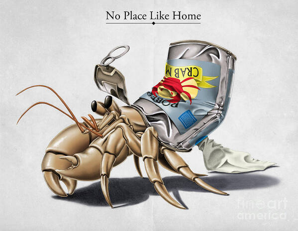 Crab Art Print featuring the digital art No Place Like Home by Rob Snow