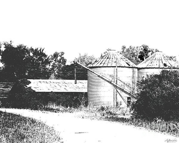 Black White Image Art Print featuring the photograph Old Hwy 61 Levee Farm by Lizi Beard-Ward