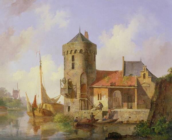 The Rhine Art Print featuring the painting On the Rhine by Cornelius Springer