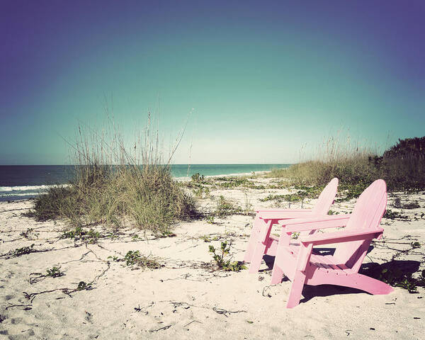 Florida Art Print featuring the photograph Pink Paradise II-Vintage by Chris Andruskiewicz