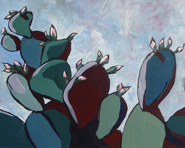 Cactus Art Print featuring the painting Prickly Pear Stand by Sandy Tracey