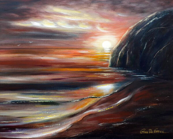 Sunset Art Print featuring the painting Reflections by Gina De Gorna