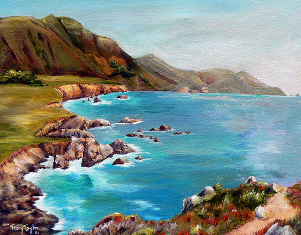 Ocean Art Print featuring the painting Rocky Point at Big Sur by Terry Taylor