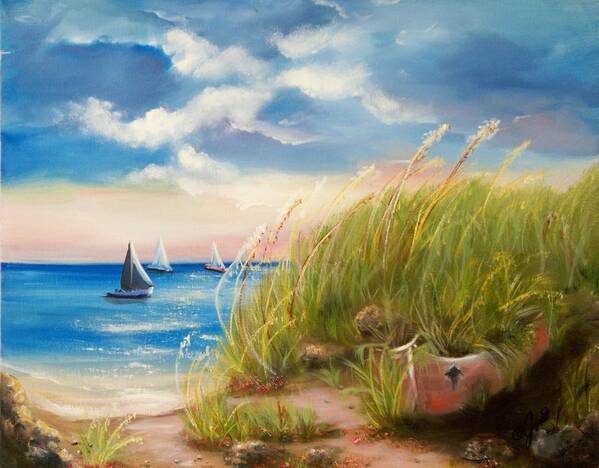 Beach Art Print featuring the painting Seaside Memories by Joni McPherson