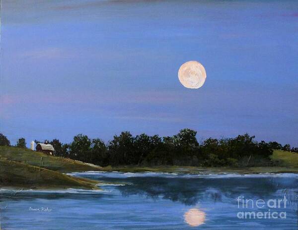 Moon Art Print featuring the painting September Moon by Susan Fisher