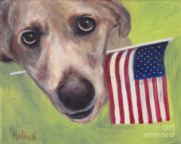 Dog Art Print featuring the painting Stars and Stripes Furr-ever by Robin Wiesneth