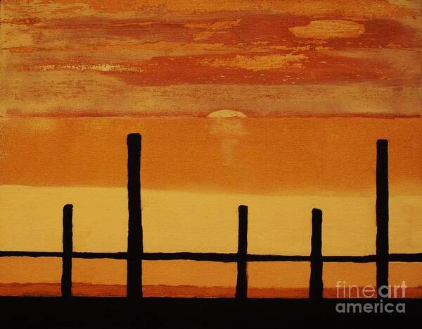 Painting Art Print featuring the painting Sunset At The Dock Of The Bay by Marsha Heiken