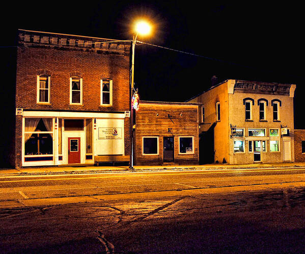 Town Art Print featuring the photograph Town Street at Night by Jeffrey Platt