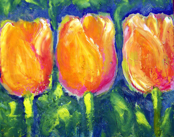 Tulips Art Print featuring the painting Tulip Gold by Patricia Clark Taylor