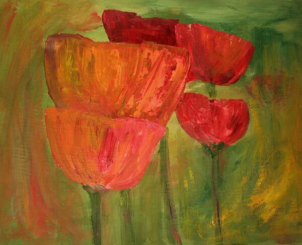 Flowers Art Print featuring the painting Poppies 2 by Julie Lueders 