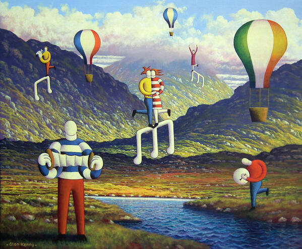  Soft Art Print featuring the painting Soft Musicians in irish landscape with musical notes by Alan Kenny