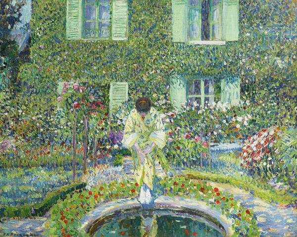 Frederick Carl Frieseke Art Print featuring the painting The Garden Pool by Celestial Images