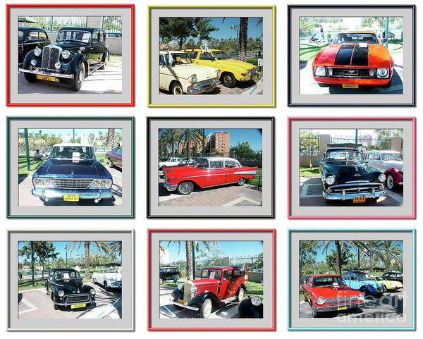 Tmj Art Print featuring the photograph 9 image Collage of vintage cars #1 by Tomi Junger