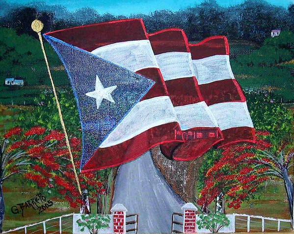 Puerto Rico Flag Art Print featuring the painting Bandera De Puerto Rico by Gloria E Barreto-Rodriguez