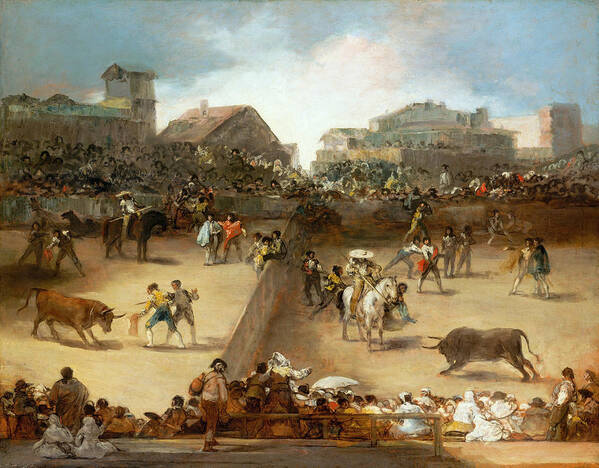 Bullfight Art Print featuring the painting Bullfight in a Divided Ring #1 by Francisco Goya