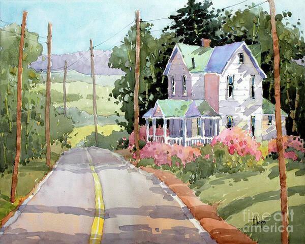 Pennsylvania Art Print featuring the painting Laurel Mountain Highlands Farm by Joyce Hicks